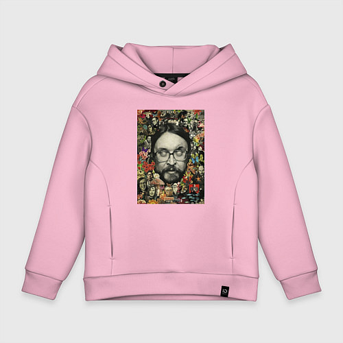 Детское худи оверсайз Егор Летов коллаж / Светло-розовый – фото 1