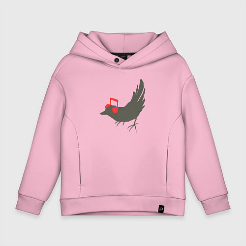 Детское худи оверсайз Music bird / Светло-розовый – фото 1