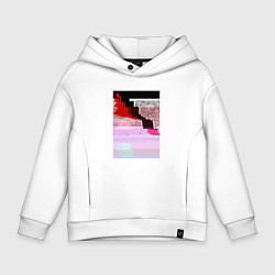 Толстовка оверсайз детская Abstract glitch, цвет: белый