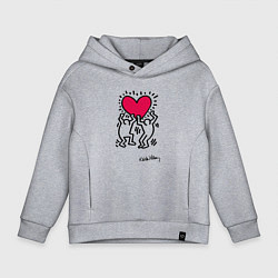 Толстовка оверсайз детская Человечки с сердцем - поп арт Кит Харинг, цвет: меланж
