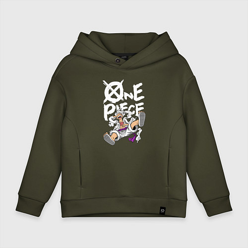 Детское худи оверсайз One piece - Луффи гир 5 / Хаки – фото 1