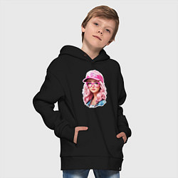 Толстовка оверсайз детская Барби в кепке, цвет: черный — фото 2