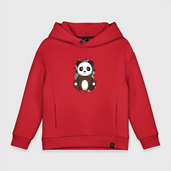 Толстовка оверсайз детская Странная панда, цвет: красный