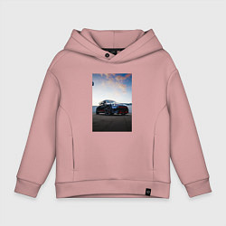 Толстовка оверсайз детская Авто на фоне неба, цвет: пыльно-розовый