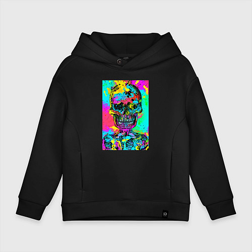 Детское худи оверсайз Cool skull - pop art - vogue / Черный – фото 1