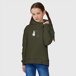 Толстовка оверсайз детская Рыбалка в космосе, цвет: хаки — фото 2