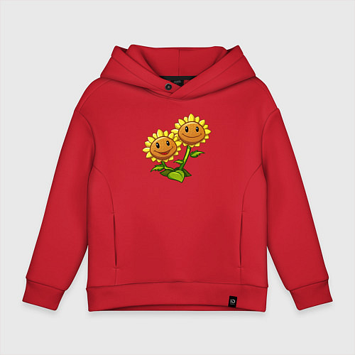 Детское худи оверсайз Двойные подсолнухи / Красный – фото 1