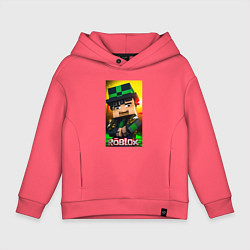 Толстовка оверсайз детская Roblox green man, цвет: коралловый