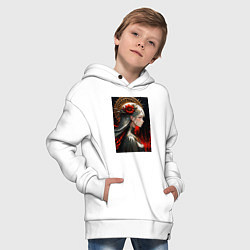 Толстовка оверсайз детская Blood Flower, цвет: белый — фото 2
