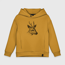 Толстовка оверсайз детская Голова косули, цвет: горчичный