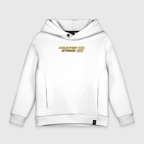 Детское худи оверсайз Counter strike 2 gold logo / Белый – фото 1