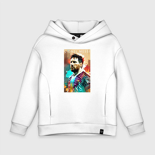 Детское худи оверсайз Lionel Messi - football - striker / Белый – фото 1