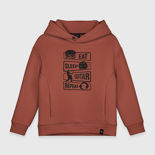 Детское худи оверсайз Eat sleep guitar repeat / Кирпичный – фото 1