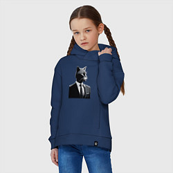 Толстовка оверсайз детская Бизнес-кот, цвет: тёмно-синий — фото 2