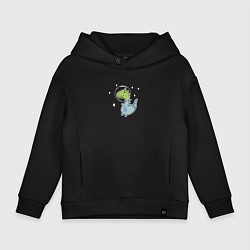 Детское худи оверсайз Мультяшный динозавр космонавт в скафандре