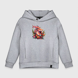 Толстовка оверсайз детская Christmas angry dragon, цвет: меланж