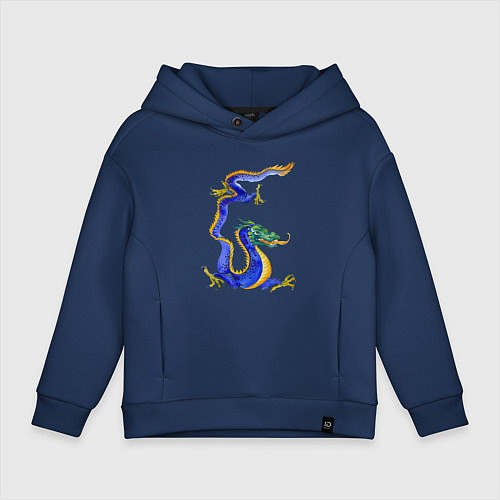 Детское худи оверсайз Кобальтовый дракон / Тёмно-синий – фото 1