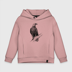 Толстовка оверсайз детская Орёл на ветке, цвет: пыльно-розовый