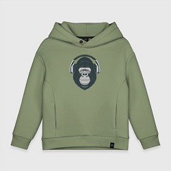 Толстовка оверсайз детская Monkey music, цвет: авокадо