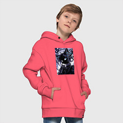 Толстовка оверсайз детская Кибер кисуля - нейросеть, цвет: коралловый — фото 2