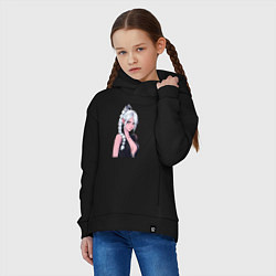 Толстовка оверсайз детская Шэдоухарт - серебрянные волосы, цвет: черный — фото 2