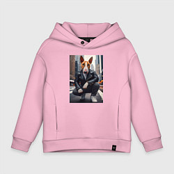 Толстовка оверсайз детская Булли на улице Нью-Йорка - нейросеть, цвет: светло-розовый