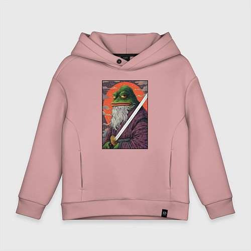 Детское худи оверсайз Pepe samurai / Пыльно-розовый – фото 1