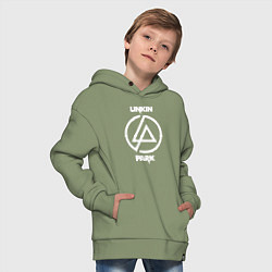 Толстовка оверсайз детская Linkin Park logo, цвет: авокадо — фото 2
