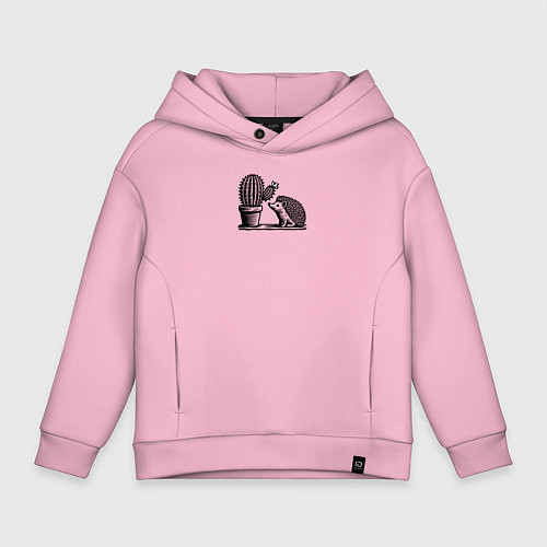 Детское худи оверсайз Ежик и кактус / Светло-розовый – фото 1