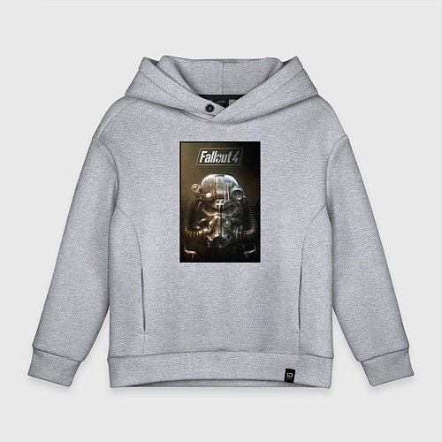 Детское худи оверсайз Fallout armour poster / Меланж – фото 1