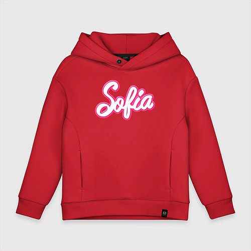 Детское худи оверсайз София в стиле Барби - объемный шрифт / Красный – фото 1