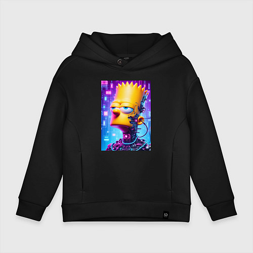 Детское худи оверсайз Cyber Bart Simpson - ai art / Черный – фото 1