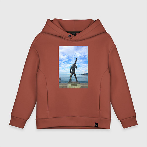 Детское худи оверсайз Памятник Фредди Меркюри в Монтрё / Кирпичный – фото 1