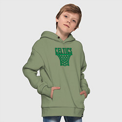 Толстовка оверсайз детская Celtics net, цвет: авокадо — фото 2