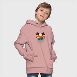 Толстовка оверсайз детская Джип Вранглер на фоне шикарного пляжа, цвет: пыльно-розовый — фото 2