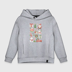 Толстовка оверсайз детская Новогодние зарисовки, цвет: меланж