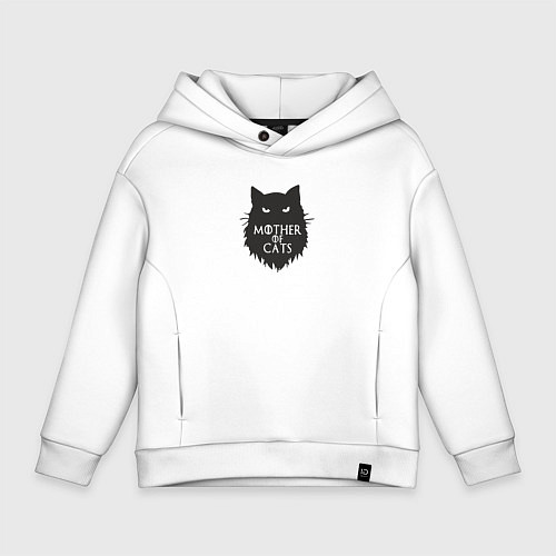 Детское худи оверсайз Mother of cats / Белый – фото 1