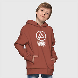 Толстовка оверсайз детская Linkin Park - white, цвет: кирпичный — фото 2