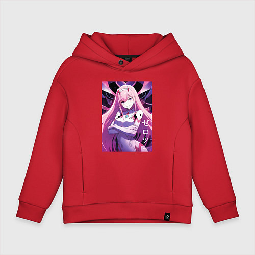 Детское худи оверсайз Zero two Darling in the Franxx - ai art / Красный – фото 1