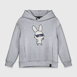 Толстовка оверсайз детская Заяц в очках, цвет: меланж