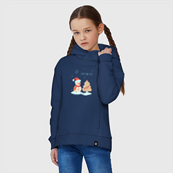 Толстовка оверсайз детская Снеговик с имбирной ёлкой, цвет: тёмно-синий — фото 2