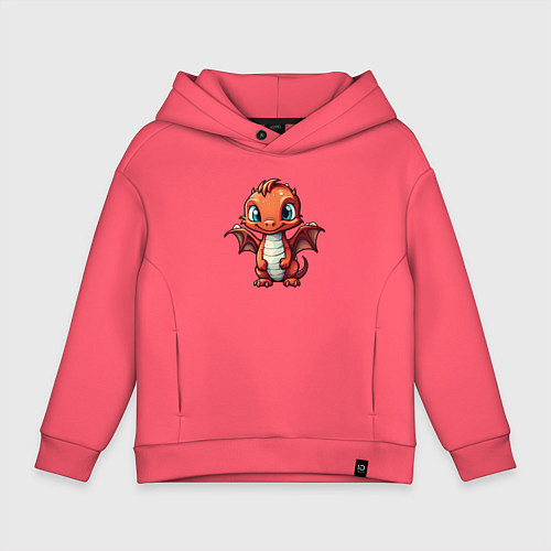 Детское худи оверсайз Дракоша карминный шустрик / Коралловый – фото 1