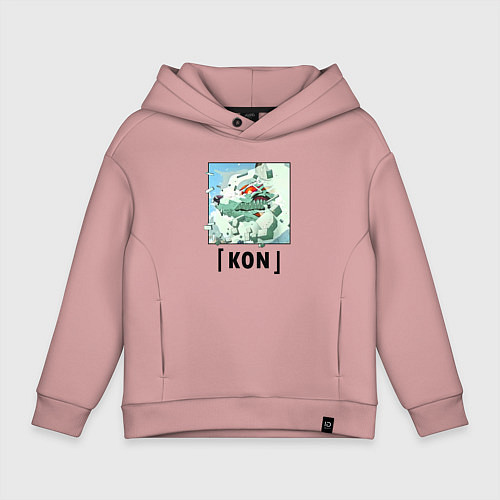 Детское худи оверсайз Кон - призыв лиса / Пыльно-розовый – фото 1
