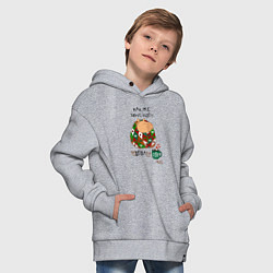 Толстовка оверсайз детская Капибара в одеяле, цвет: меланж — фото 2