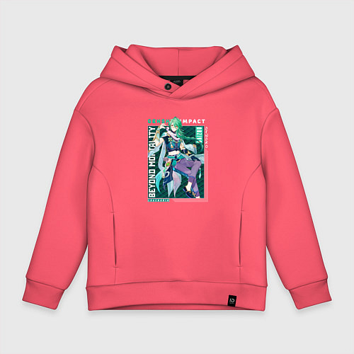 Детское худи оверсайз Бай Чжу из геншина / Коралловый – фото 1
