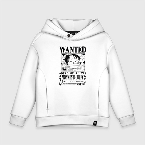 Детское худи оверсайз Первая листовка Луффи Ван Пис / Белый – фото 1