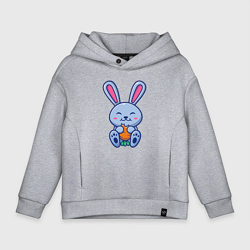 Детское худи оверсайз Кролик ест морковку / Меланж – фото 1