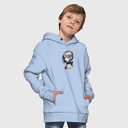 Толстовка оверсайз детская Аниме девушка в ракурсе, цвет: мягкое небо — фото 2
