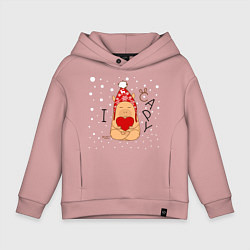 Толстовка оверсайз детская Капибара с сердцем: я люблю, цвет: пыльно-розовый