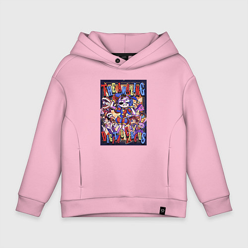 Детское худи оверсайз Удивительный цифровой цирк в сборе / Светло-розовый – фото 1